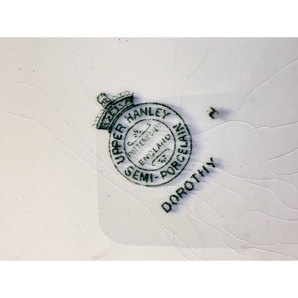 Upper Hanley 16” Platter Dorothy Green White Semi-Porcelain Made in England - Picture 7 of 9
